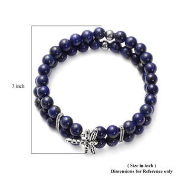 Genuine Denim Lapis Solitaire Pendant SS Necklace and matching Bracelet Set NWT - Picture 6 of 8